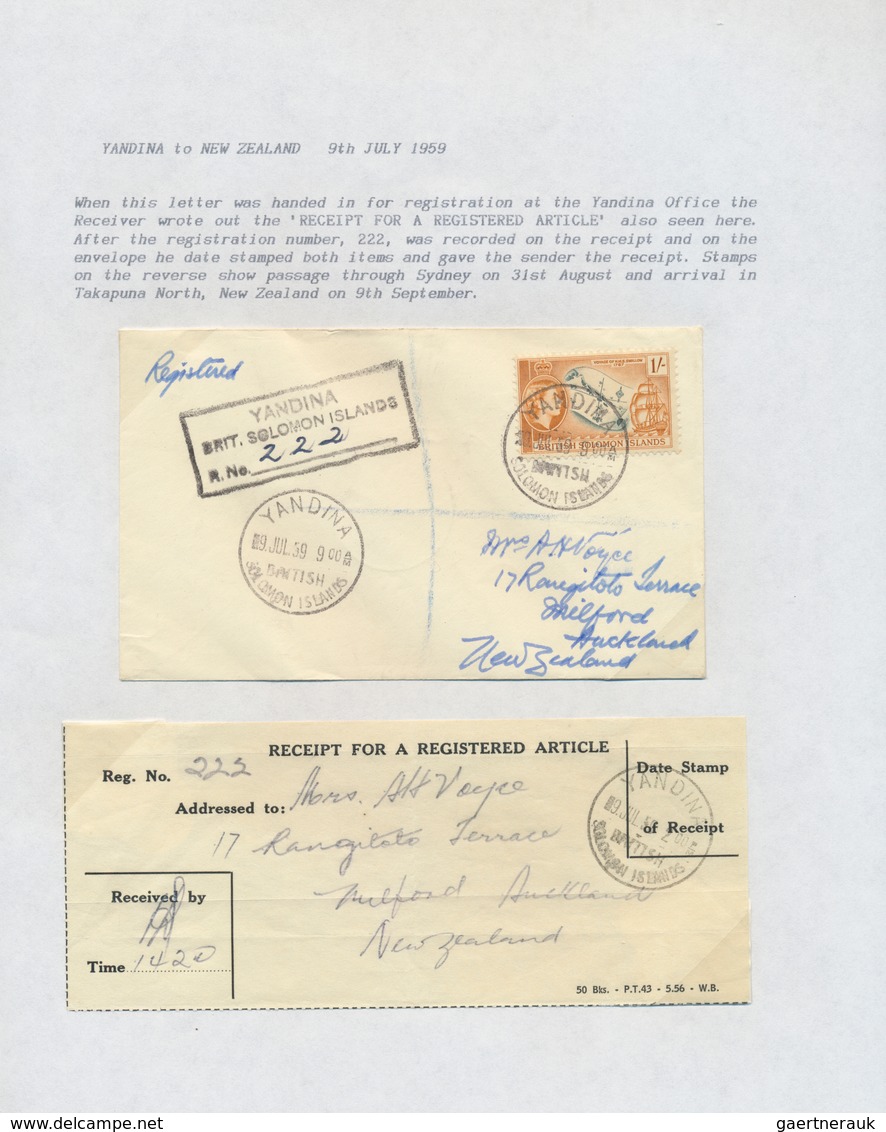 22323 Britische Salomoninseln: 1945/67, covers KGVI (22) and QEII (15) inc. airmail, registration and a ve