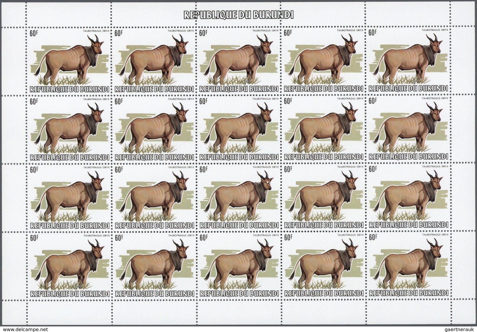 22333 Burundi: 1982, African Wildlife complete set of 13 from 2fr. to 85fr. (Lion, Giraffe, Rhinoceros, El