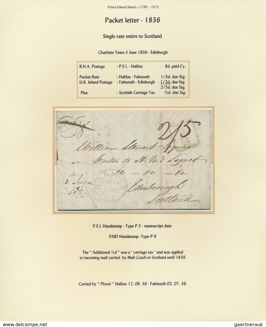 22338 Prinz-Edward-Insel: 1799/1875: Over Two Dozen Items, 1799 Onwards With Rates And Routes Extensively - Lettres & Documents