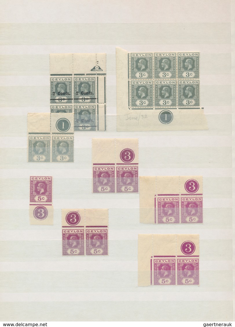 22368 Ceylon / Sri Lanka: 1912/1932, KGV, Mint Assortment Of 49 Plate Numbers, Almost Exclusively Unmounte - Sri Lanka (Ceylan) (1948-...)