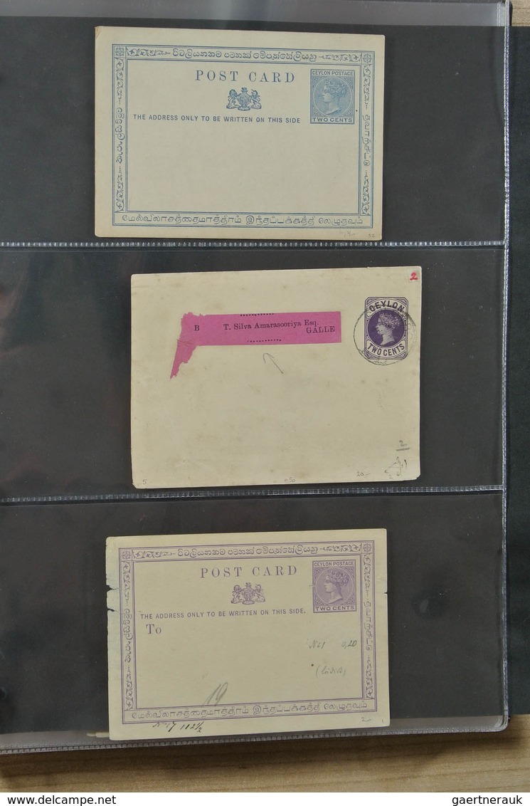 22373 Ceylon / Sri Lanka: Album With 44 Mint And Used Old Stationeries Of Ceylon. - Sri Lanka (Ceylan) (1948-...)