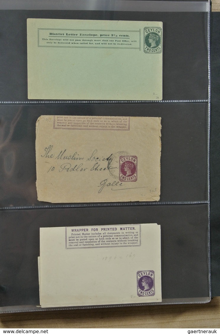 22373 Ceylon / Sri Lanka: Album with 44 mint and used old stationeries of Ceylon.