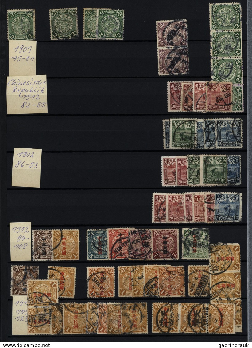 22383 China: 1888/1955 (ca.), mainly used in two large Lindner stockbooks inc. pairs/strips/blocks