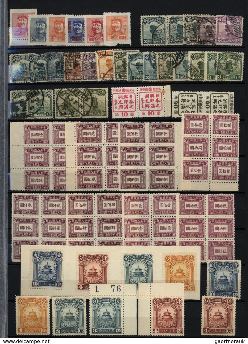 22383 China: 1888/1955 (ca.), mainly used in two large Lindner stockbooks inc. pairs/strips/blocks