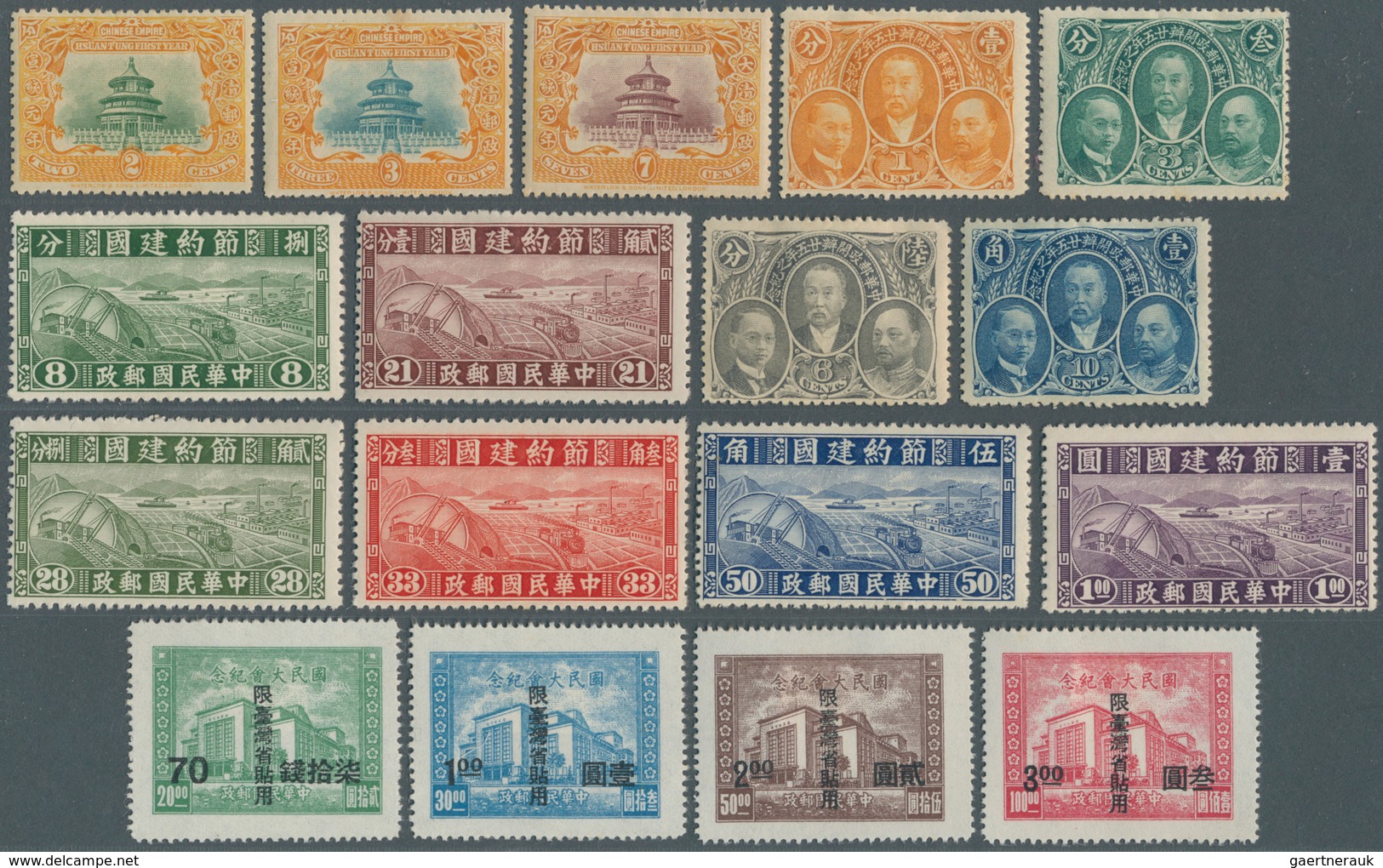 22393 China: 1908/46, Unused Mounted Mint Or NG As Issued On Stockcards Inc. Four Sets With Ovpt. "restric - Autres & Non Classés