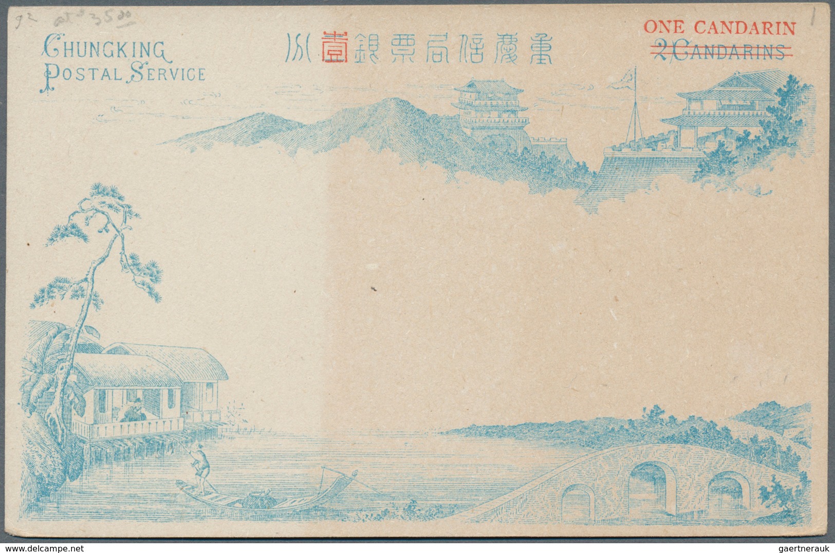 22410 China - Ganzsachen: Local Posts, mint stationery, Kewking card 1/2 C. (7, shades), Chinkiang card 1