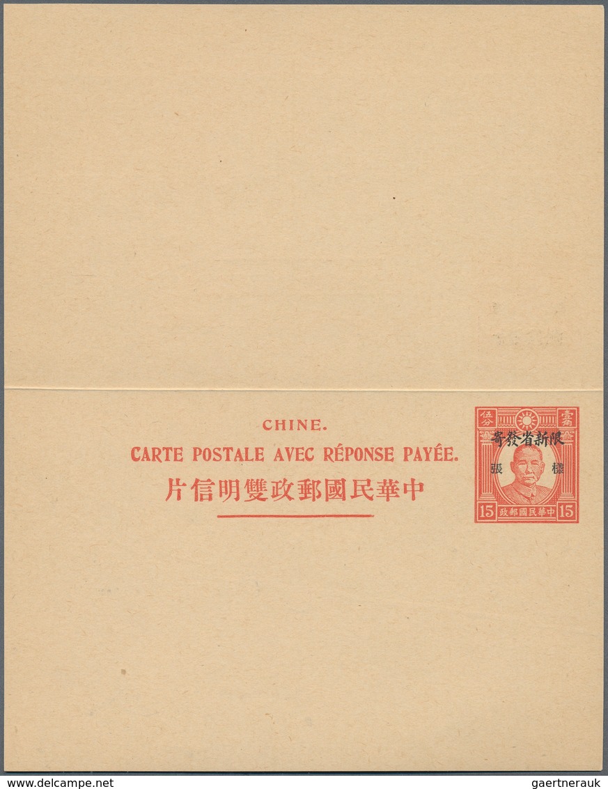 22415 China - Ganzsachen: 1935/36 (ca.), specimen ovpts: SYS stationery cards 1 C., 2 1/2 C., 15 C. resp.