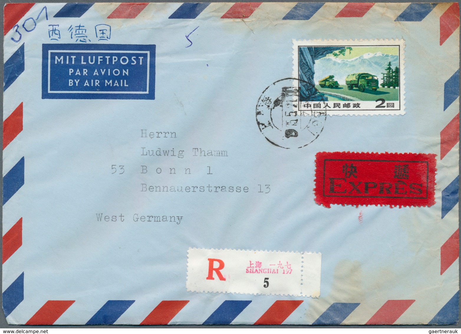 22437 China - Volksrepublik: 1949/88, covers with definitives (25) mostly used to Germany or Hong Kong.
