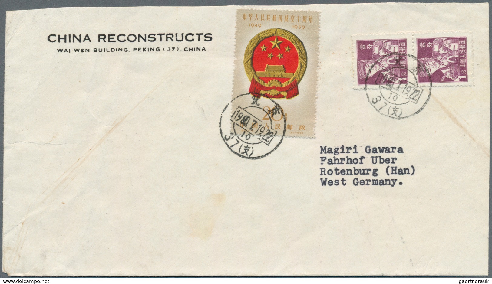 22443 China - Volksrepublik: 1954/77, covers (17), used ppc (10) mostly to West Germany, inc. many with co