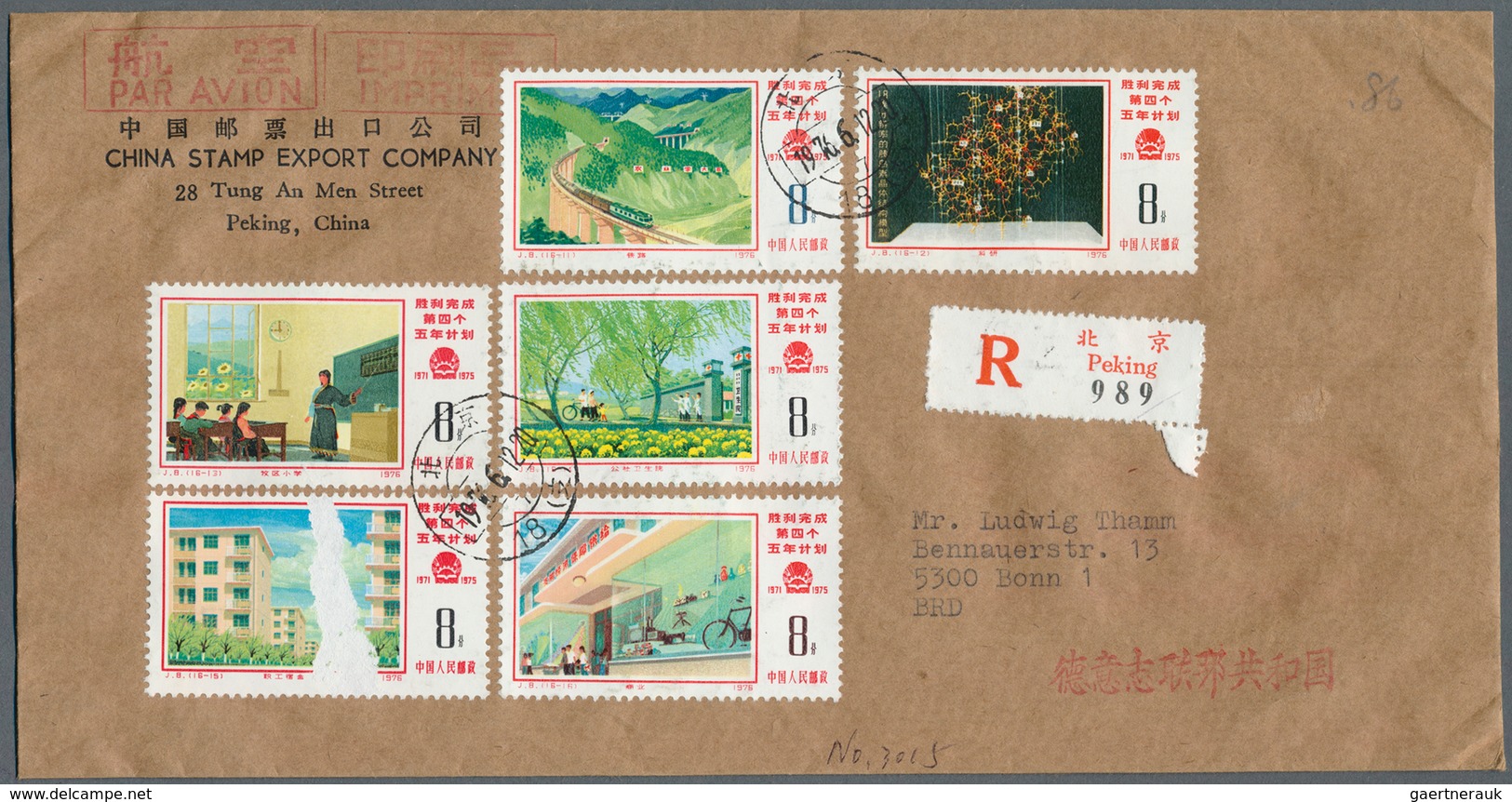 22443 China - Volksrepublik: 1954/77, covers (17), used ppc (10) mostly to West Germany, inc. many with co
