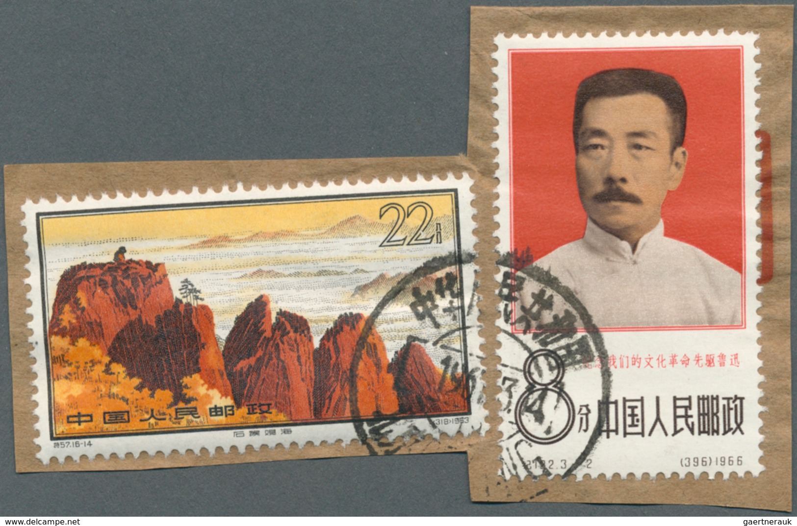 22451 China - Volksrepublik: 1962/2008 (ca.), shoebox full of cut-outs of PR China and Taiwan, appr. 1,6 k