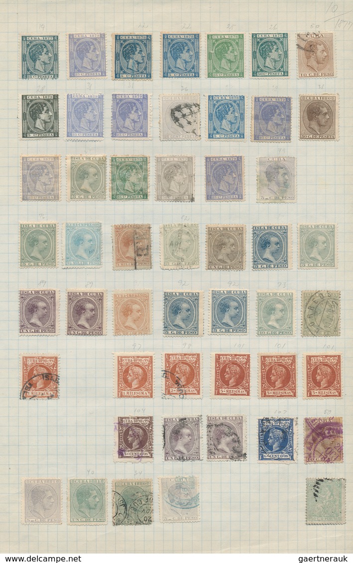 22481 Cuba: 1855/1980 (ca.), Cuba/Puerto Rico, Used And Mint Collection/accumulation On Leaves/stockpages, - Autres & Non Classés