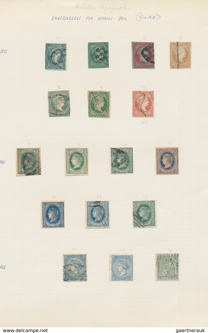 22481 Cuba: 1855/1980 (ca.), Cuba/Puerto Rico, Used And Mint Collection/accumulation On Leaves/stockpages, - Autres & Non Classés