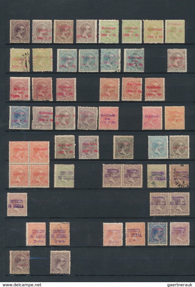 22481 Cuba: 1855/1980 (ca.), Cuba/Puerto Rico, Used And Mint Collection/accumulation On Leaves/stockpages, - Andere & Zonder Classificatie