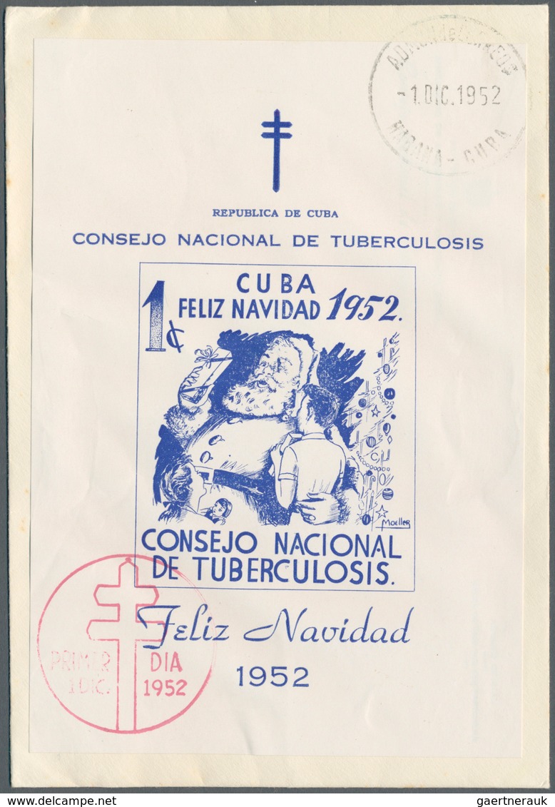 22490 Cuba: 1947/1955, Lot Of 14 F.d.c. With Charity Labels And Souvenir Sheets "Tuberculosis Fighting", O - Autres & Non Classés