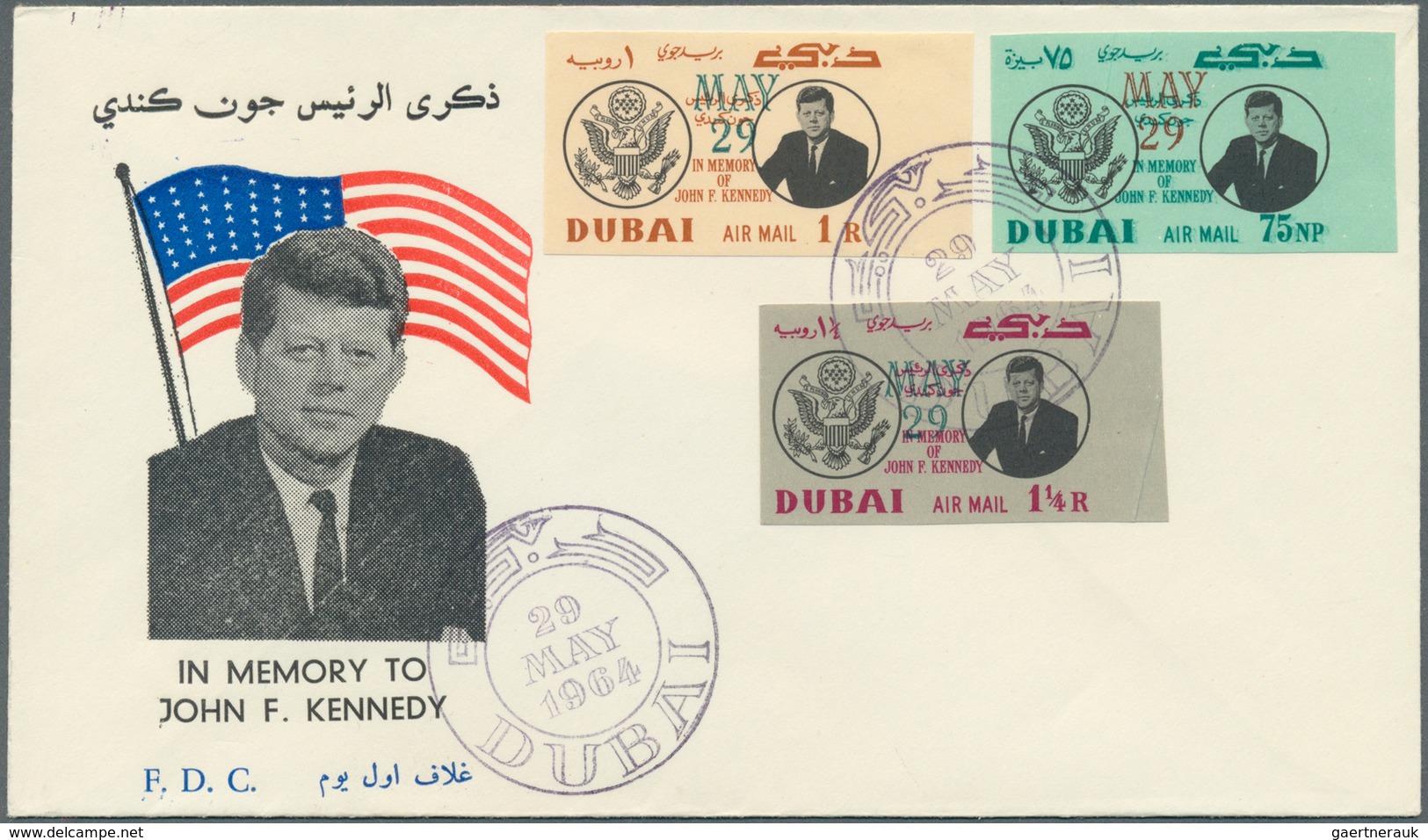 22512 Dubai: 1963/1966 (ca.), Accumulation With 76 FIRST DAY COVERS Incl. Many Complete Sets, Imperforate - Dubai