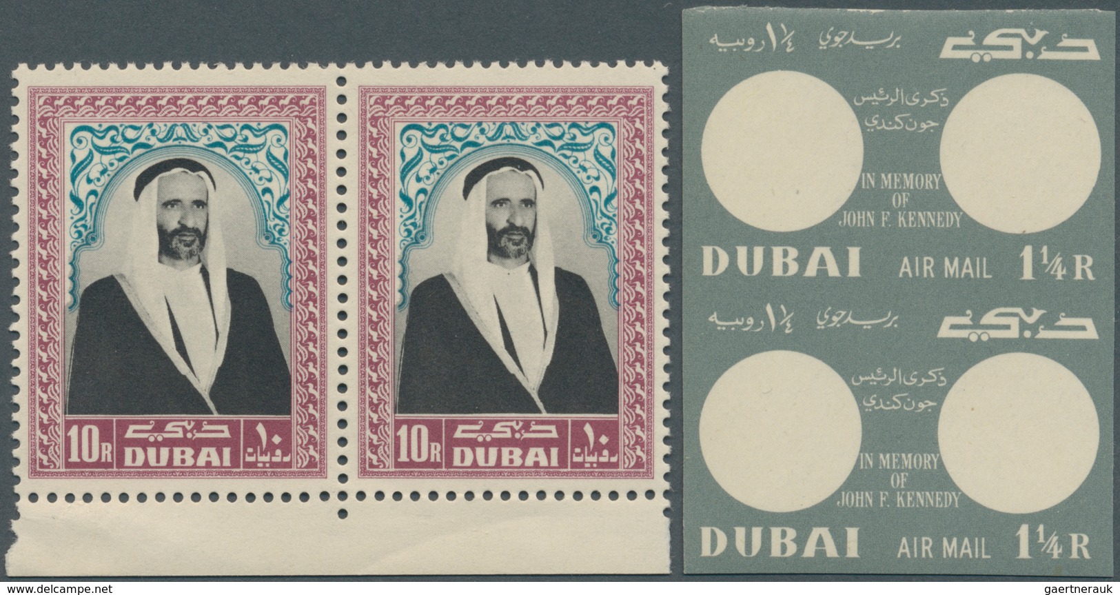 22515 Dubai: 1963/1964, Accumulation In Album With Many Complete Sets, Imperforate Issues, Miniature Sheet - Dubai