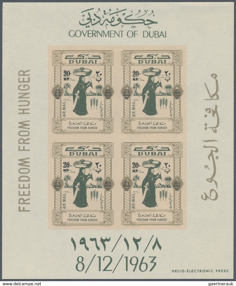 22533 Dubai: 1964, FREEDOM FROM HUNGER: Accumulation With About 900 Complete Sets Of Four Different Imperf - Dubai