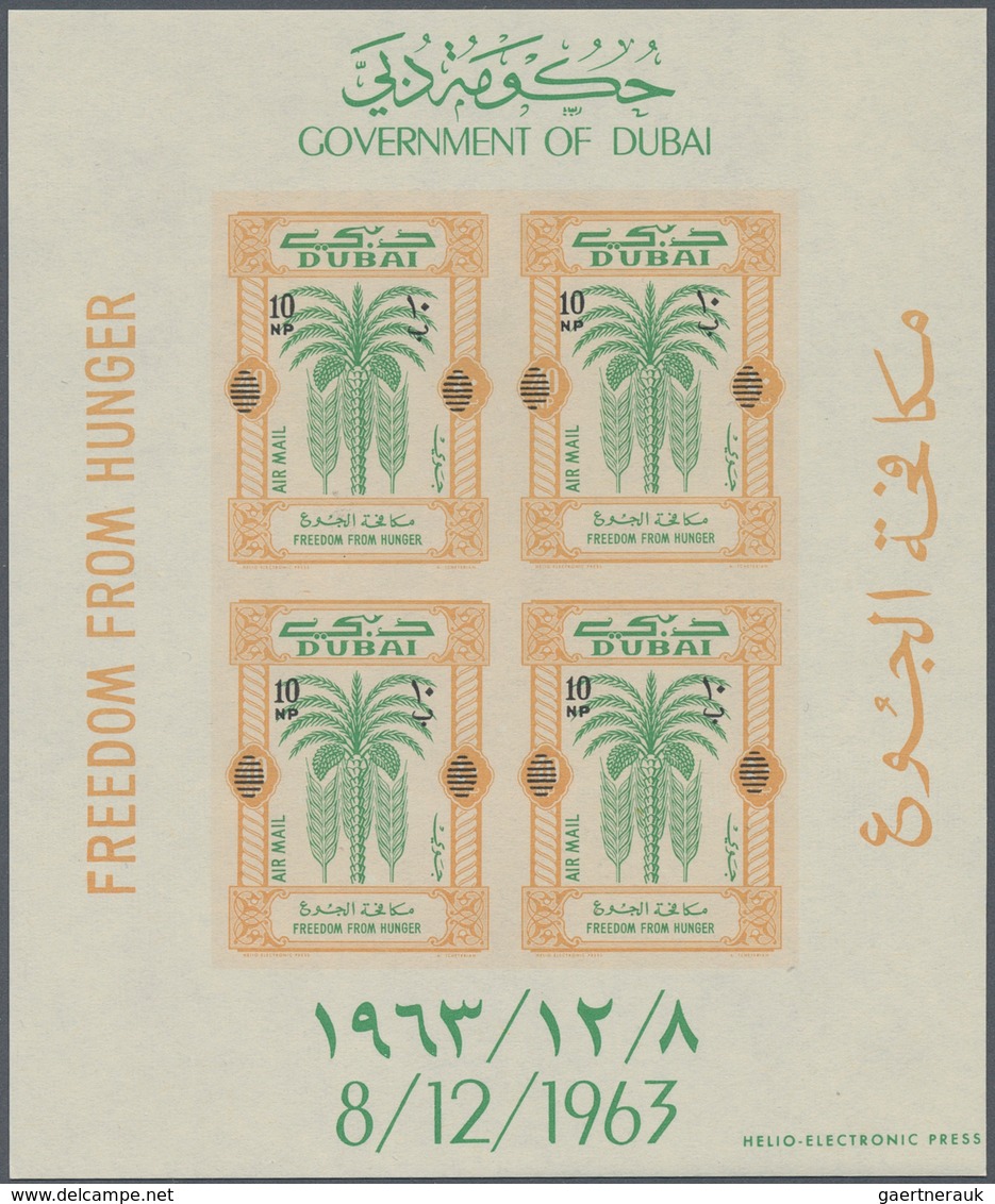 22533 Dubai: 1964, FREEDOM FROM HUNGER: Accumulation With About 900 Complete Sets Of Four Different Imperf - Dubai