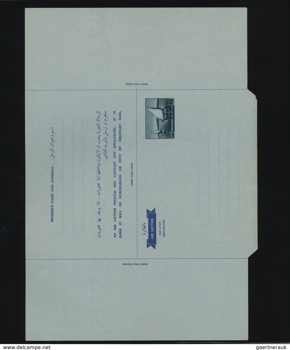 22539 Dubai: 1964, Collection Of 21 Unused Airlettersheets, Mainly Unfolded, Designs "Boy Scouts" And "Dho - Dubai