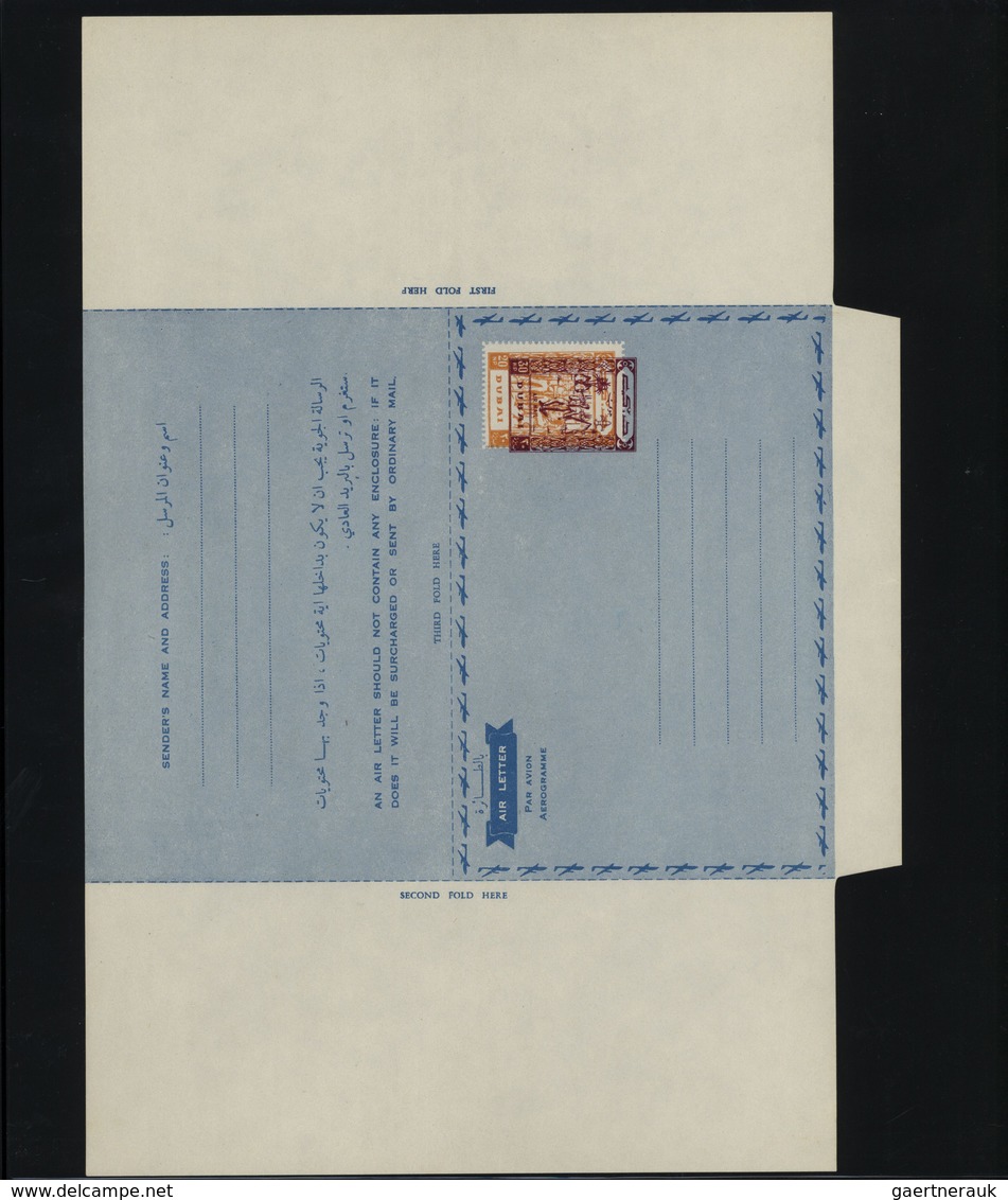 22539 Dubai: 1964, Collection Of 21 Unused Airlettersheets, Mainly Unfolded, Designs "Boy Scouts" And "Dho - Dubai