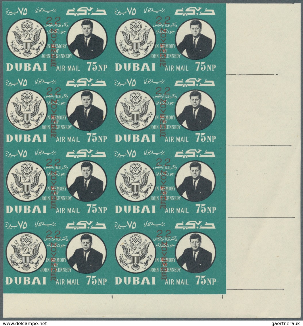22544 Dubai: 1964, 1st Death Anniversary Of John F. Kennedy 75np. Unissued Stamp In Dark-green/black With - Dubai