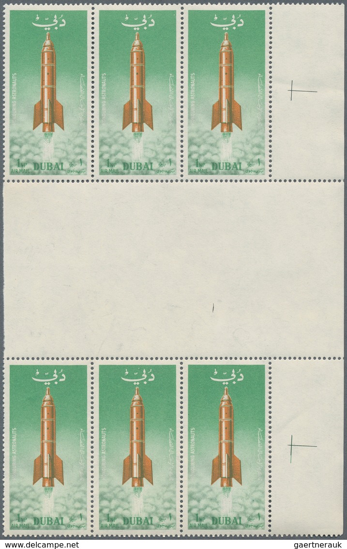 22546 Dubai: 1964, Space Travel 1np. 'Rocket Taking Off' In An Investment Lot With About 5.400 Perf. Stamp - Dubai