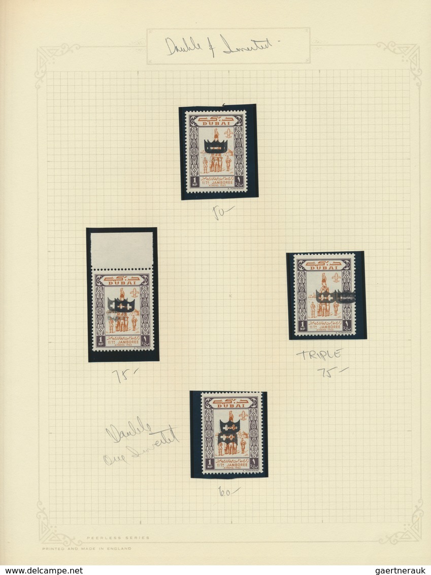 22547 Dubai: 1964, Boy Scouts/Olympics Overprints, Specialised U/m Assortment/collection With Stamps And S - Dubai