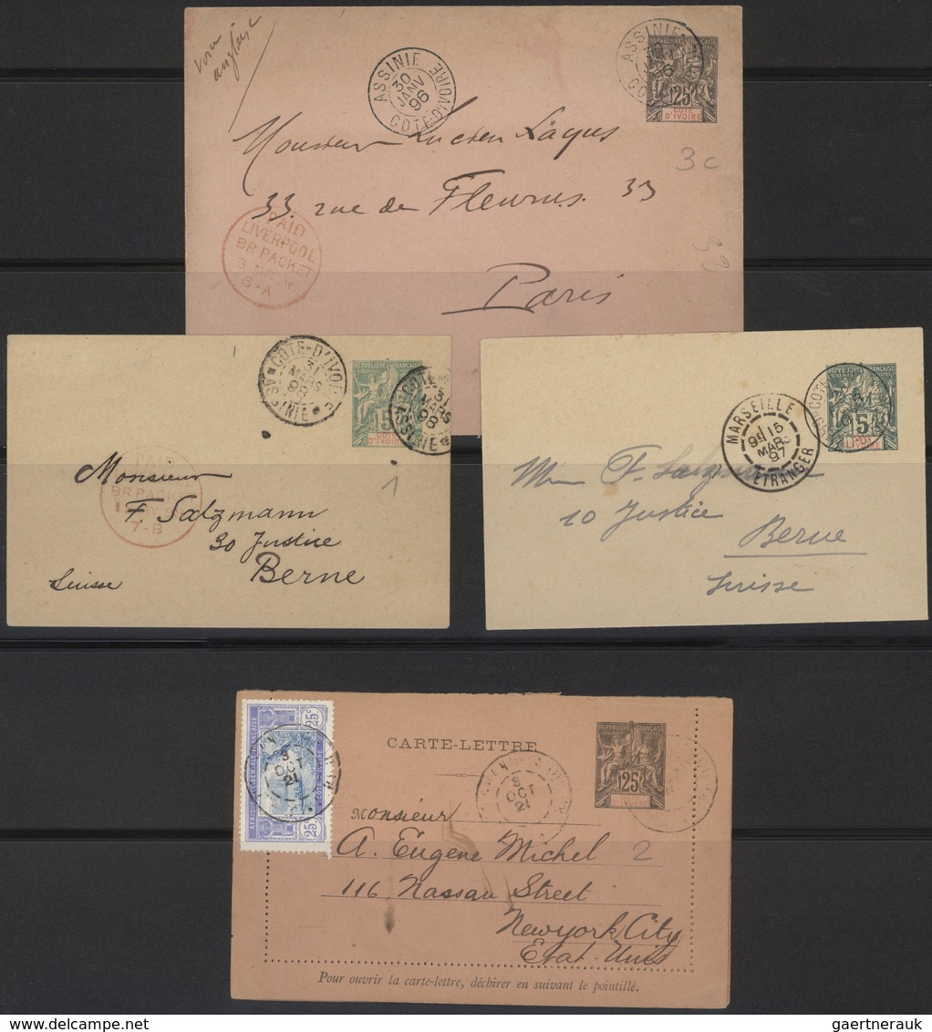 22558 Elfenbeinküste: 1892/1918, Collection On Stockpages With Main Value In The 48 Entires Incl. Statione - Lettres & Documents