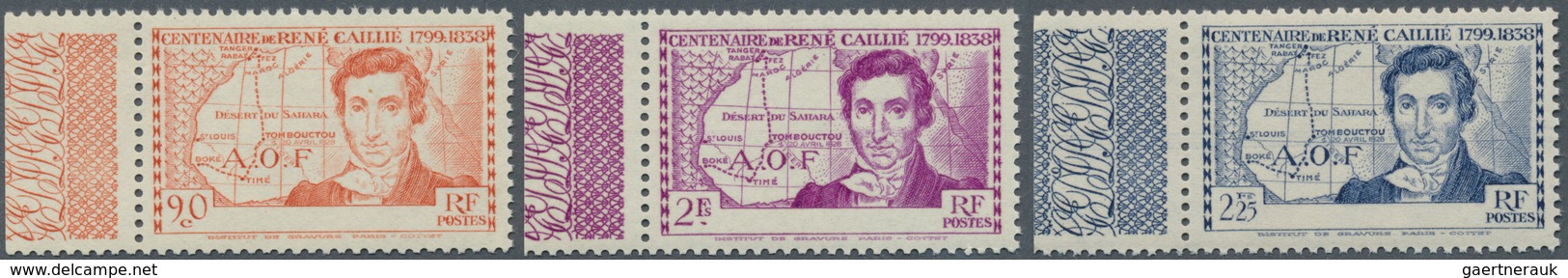 22559 Elfenbeinküste: 1939, 100 Years Death Of Rene Caillie (french Explorer) Set Of Three WITHOUT COUNTRY - Lettres & Documents