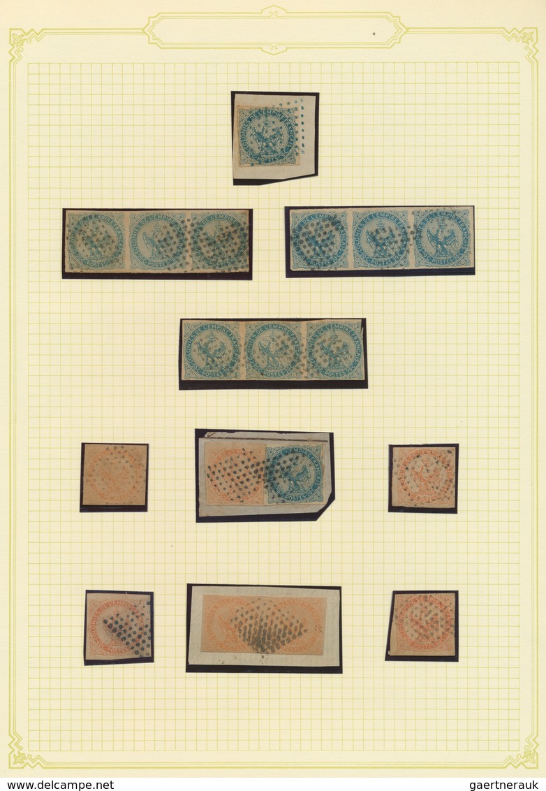 22571 Französisch-Indien: 1859/1864, Specialised Collection Of The Eagle Issue Showing All Denominations, - Lettres & Documents