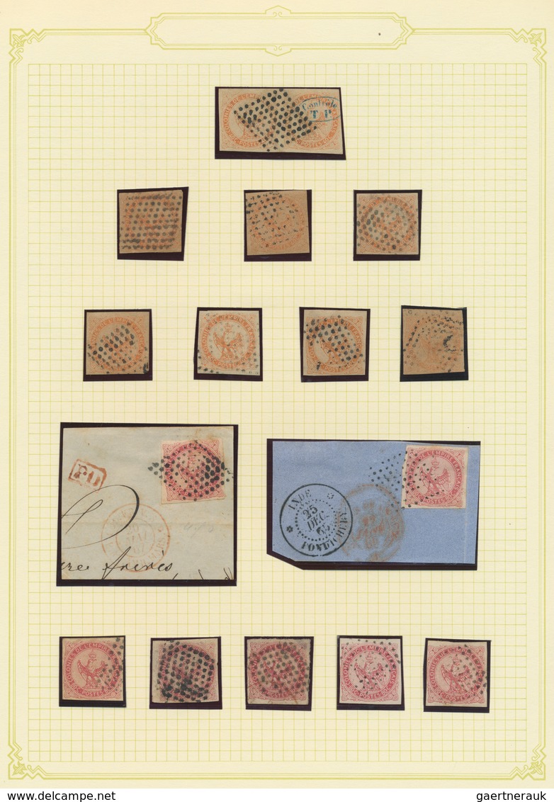 22571 Französisch-Indien: 1859/1864, Specialised Collection Of The Eagle Issue Showing All Denominations, - Lettres & Documents