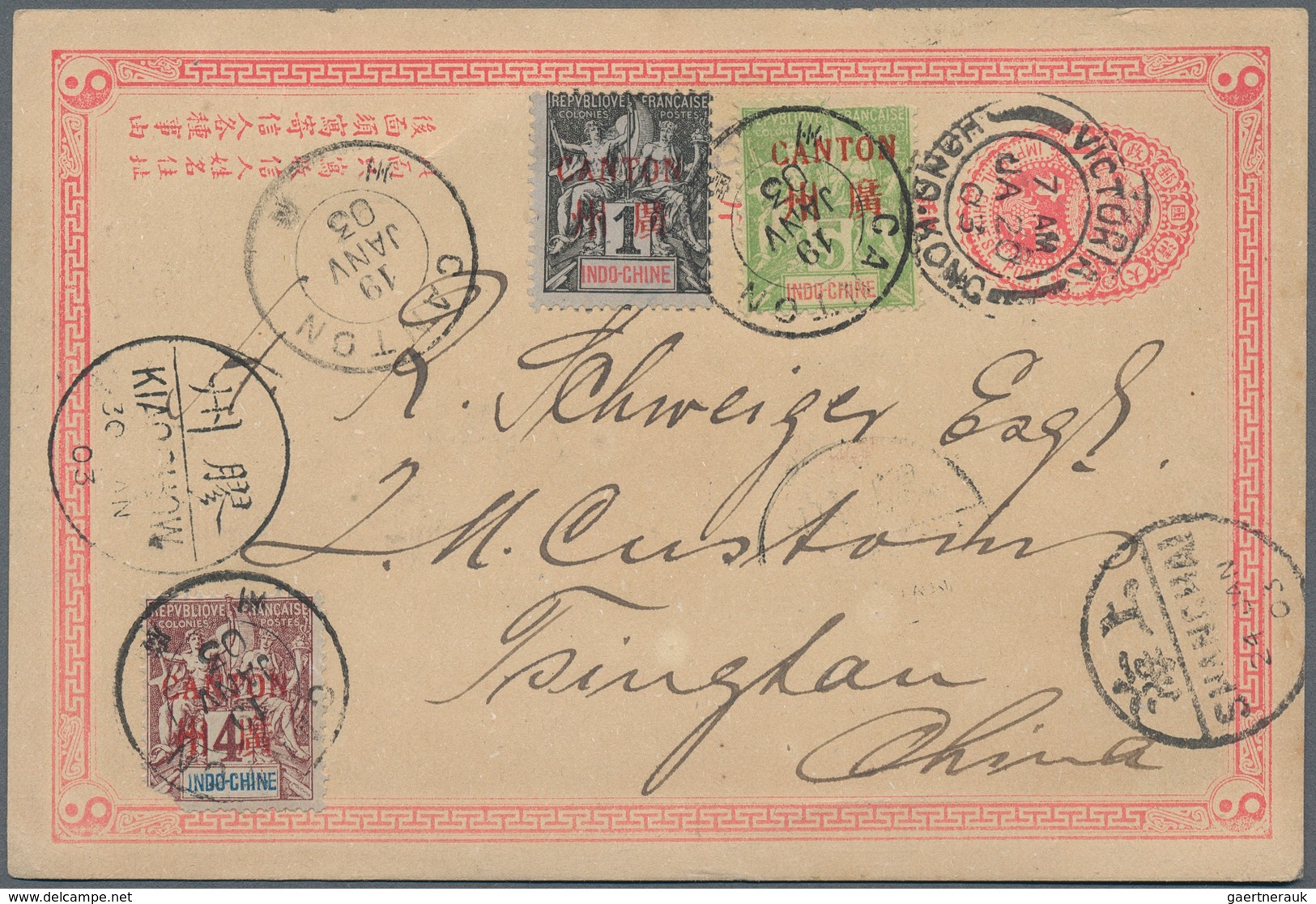 22581 Französisch-Indochina - Postämter In Südchina: 1902/1909, Assortment Of 32 Covers/cards Bearing Fran - Autres & Non Classés