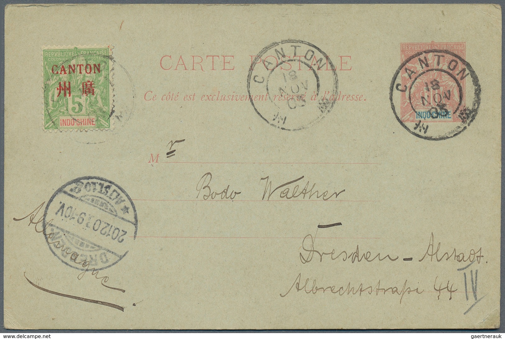 22581 Französisch-Indochina - Postämter In Südchina: 1902/1909, Assortment Of 32 Covers/cards Bearing Fran - Autres & Non Classés