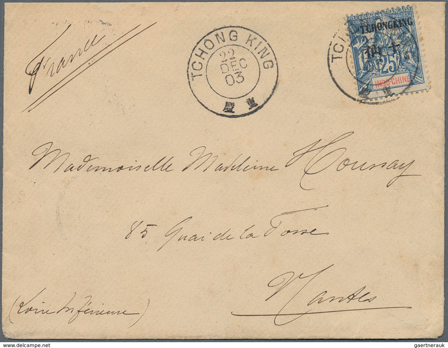22581 Französisch-Indochina - Postämter in Südchina: 1902/1909, assortment of 32 covers/cards bearing fran