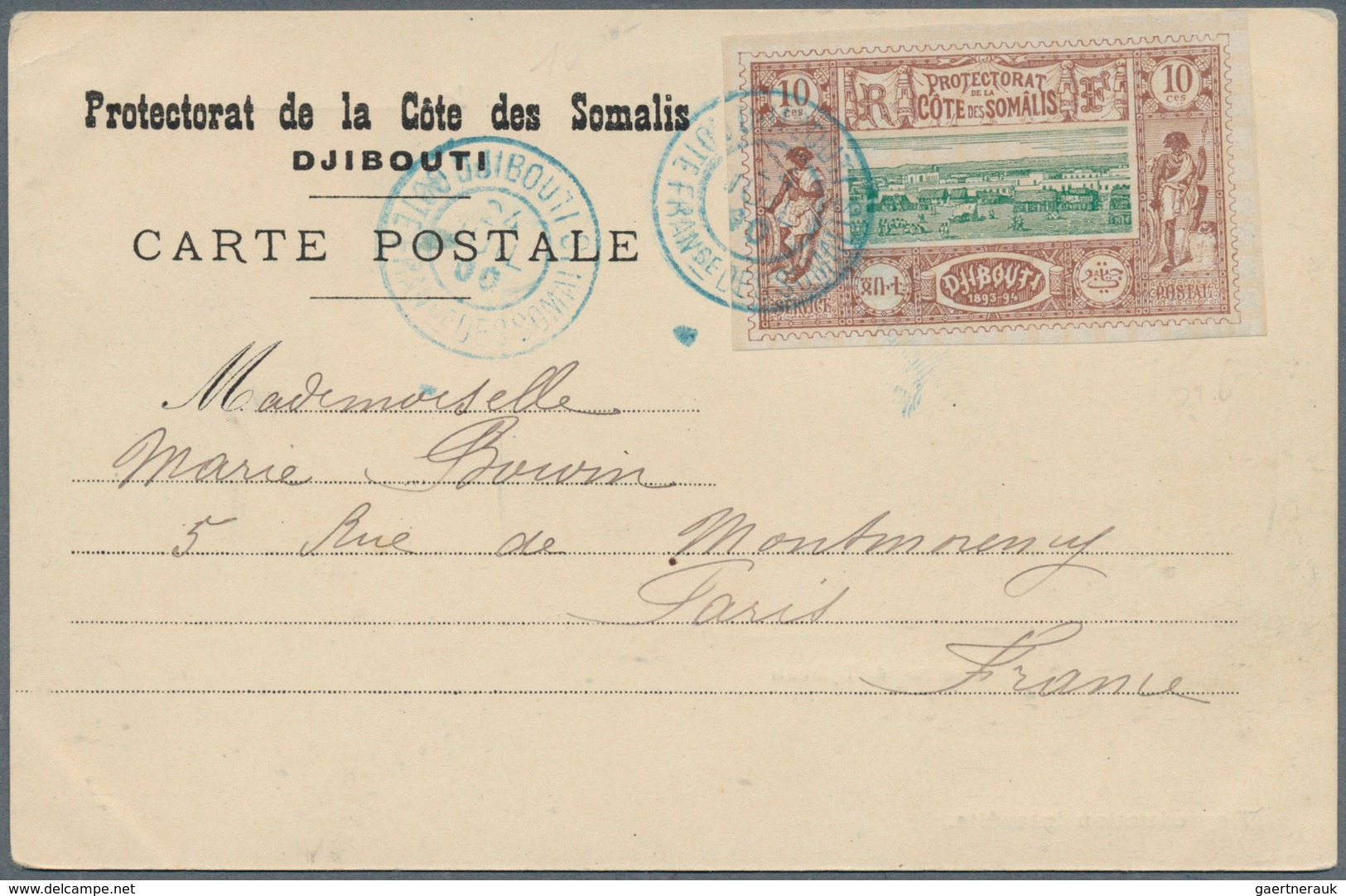 22597 Französische Somaliküste: 1897/1903, Lot Of Ten Entires Bearing Frankings "Djibouti Views" Incl. Ove - Usati