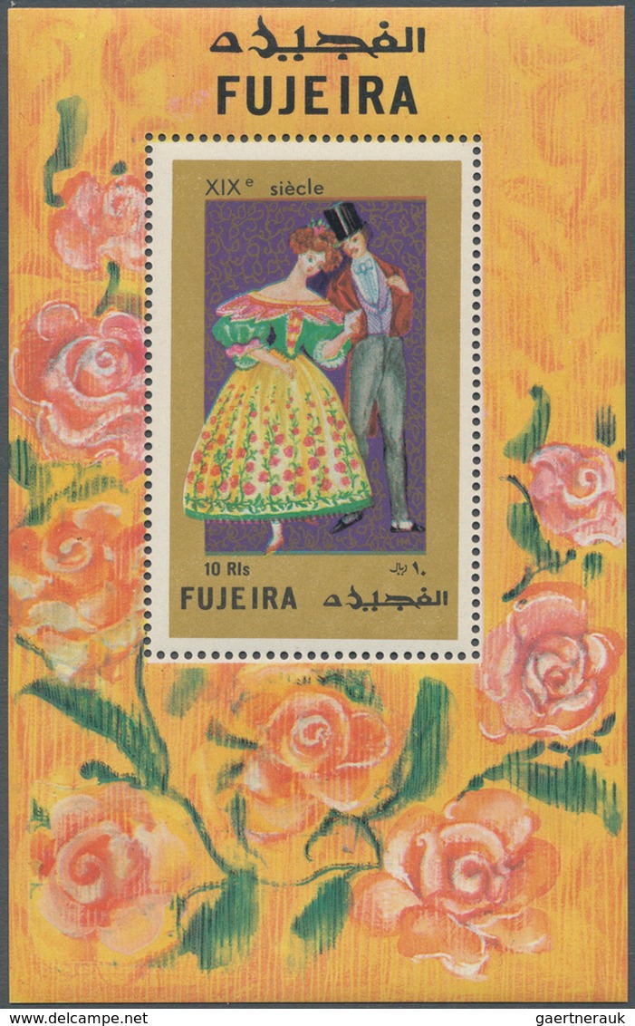 22598 Fudschaira / Fujeira: 1964/1972 (ca.), Accumulation In Box With Mostly Miniature Sheets But Also Sin - Fujeira