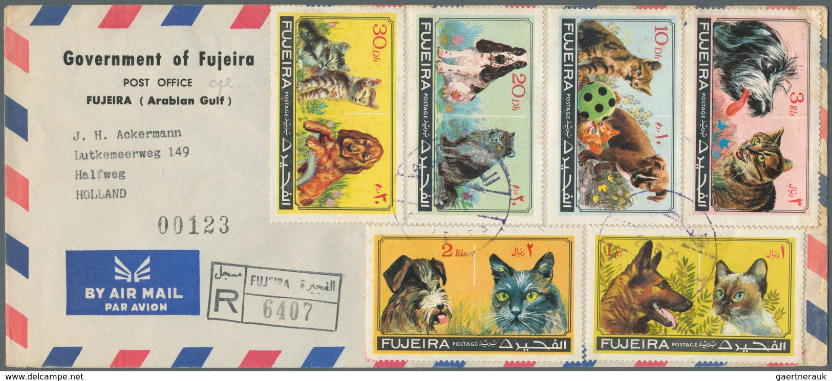 22603 Fudschaira / Fujeira: 1966/1973, Group Of 22 Registered Resp. Airmail Covers To USA Or Europe. - Fujeira