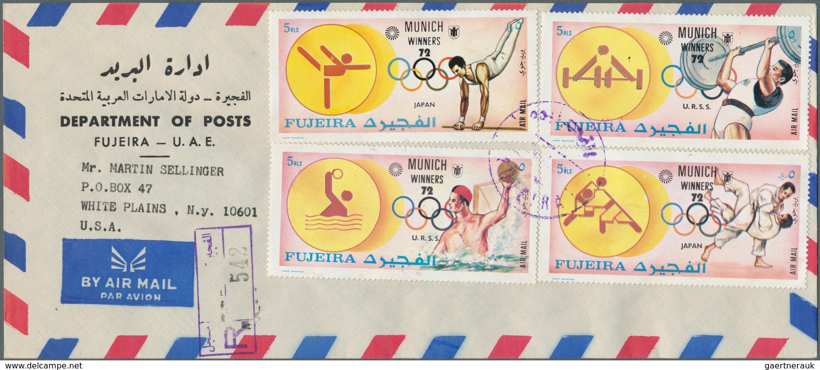 22603 Fudschaira / Fujeira: 1966/1973, Group Of 22 Registered Resp. Airmail Covers To USA Or Europe. - Fujeira