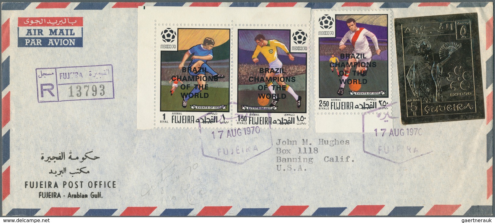 22603 Fudschaira / Fujeira: 1966/1973, Group Of 22 Registered Resp. Airmail Covers To USA Or Europe. - Fudschaira