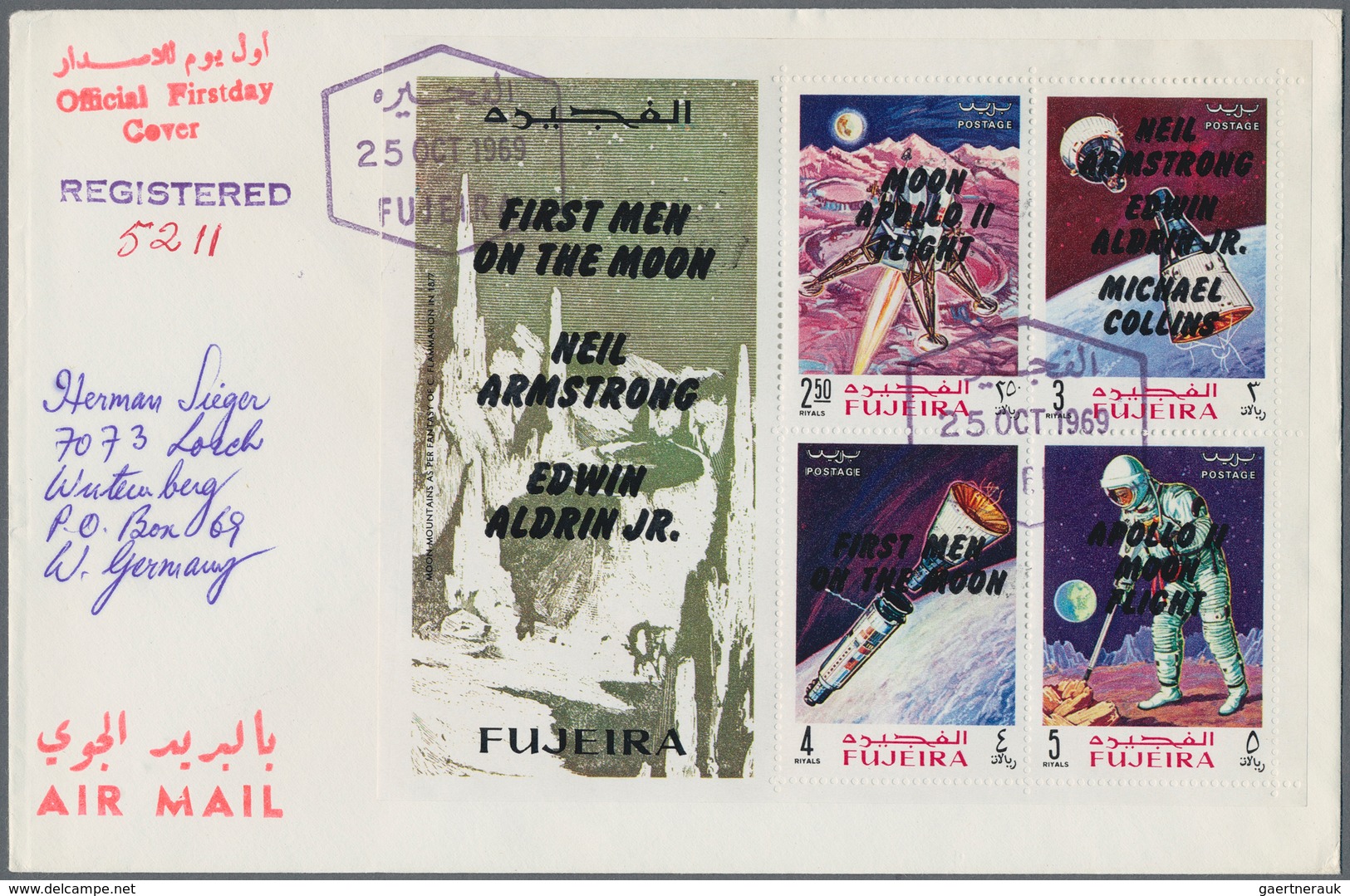 22607 Fudschaira / Fujeira: 1969, APOLLO, Group Of 18 Covers: Michel Nos. 399/407 A And A 399/407 A On Fou - Fujeira