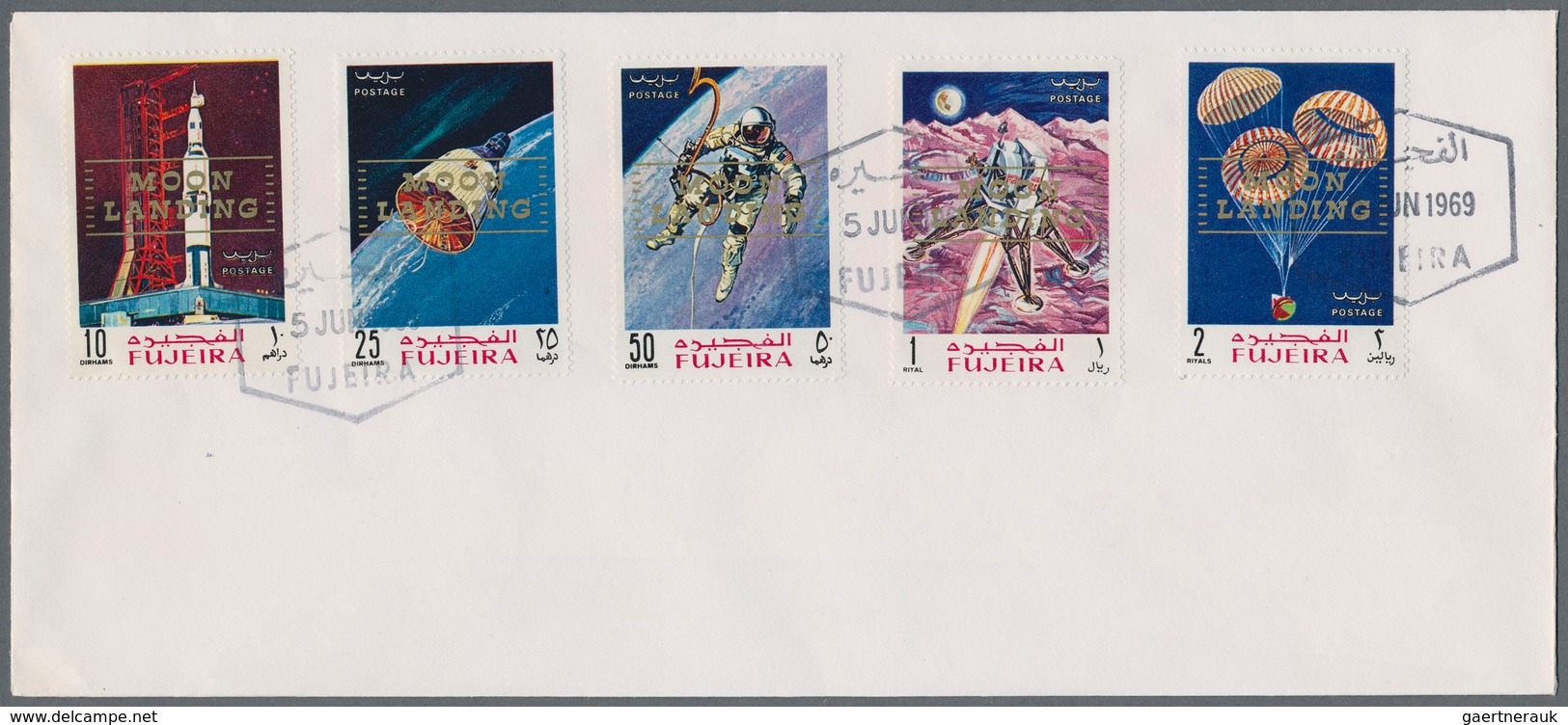 22607 Fudschaira / Fujeira: 1969, APOLLO, group of 18 covers: Michel nos. 399/407 A and A 399/407 A on fou