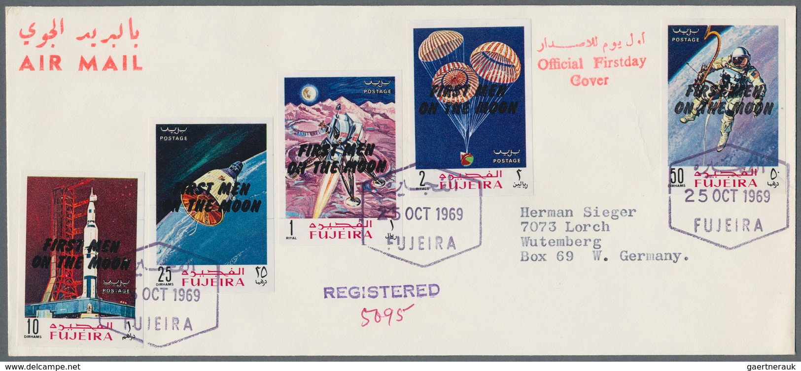 22607 Fudschaira / Fujeira: 1969, APOLLO, group of 18 covers: Michel nos. 399/407 A and A 399/407 A on fou