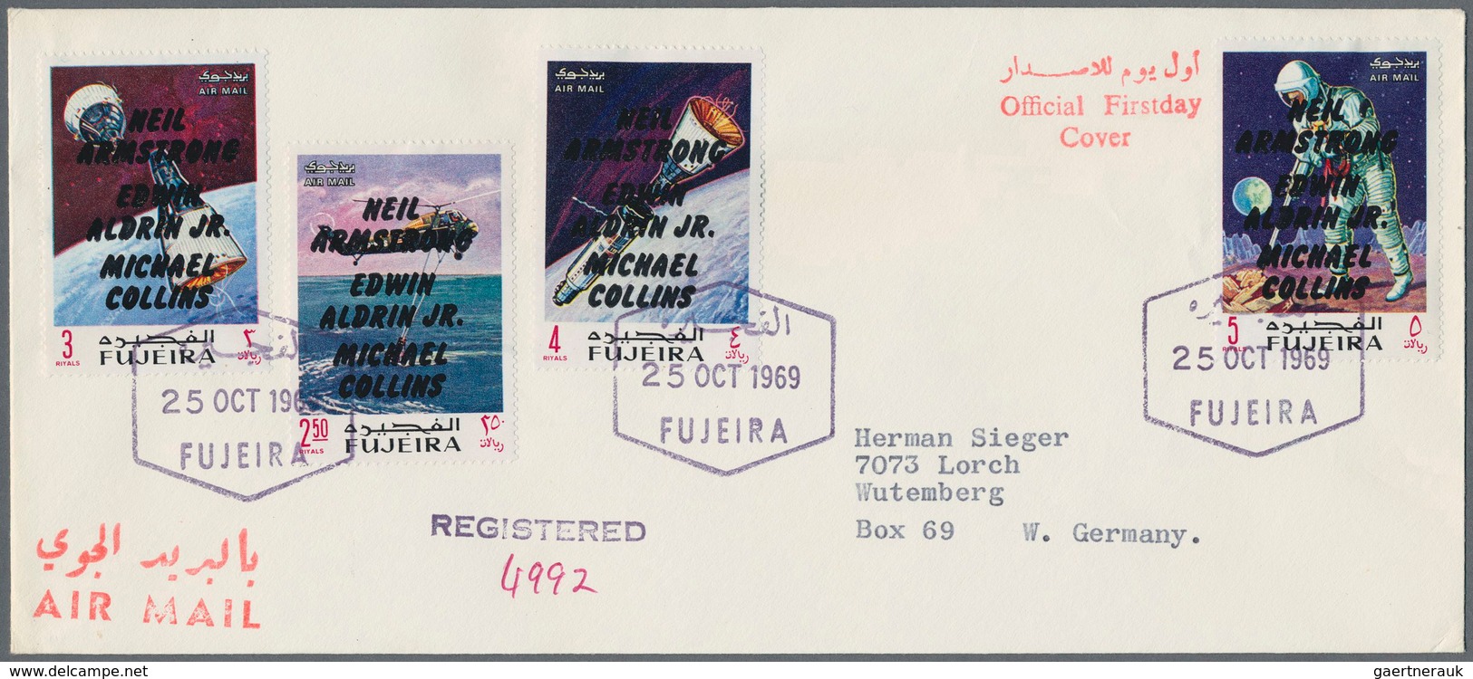 22607 Fudschaira / Fujeira: 1969, APOLLO, group of 18 covers: Michel nos. 399/407 A and A 399/407 A on fou