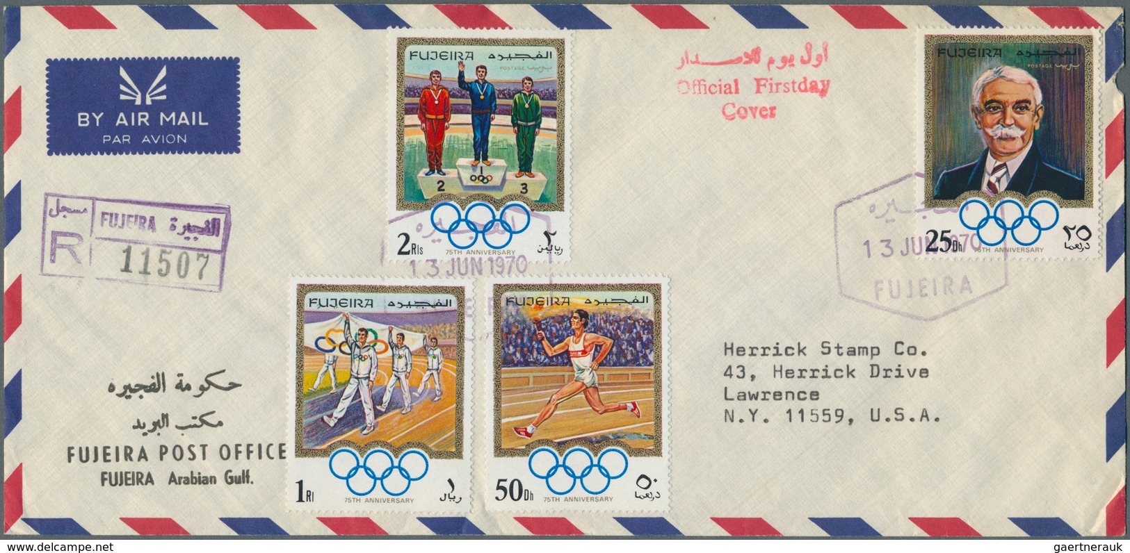 22609 Fudschaira / Fujeira: 1970/1972, Group Of Ten Registered Airmail Covers With Attractive Frankings To - Fujeira