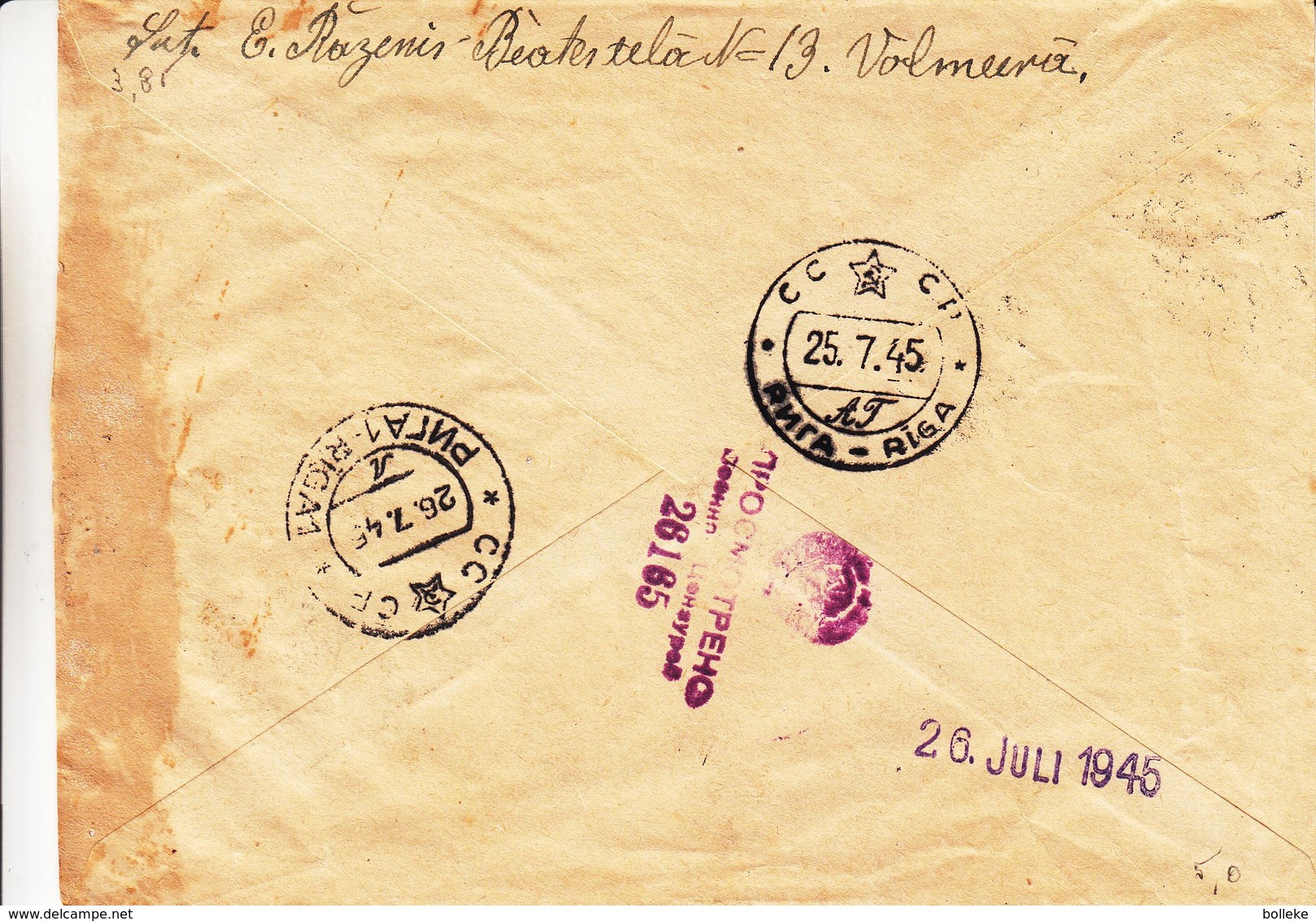 Russie - Lettonie - Lettre De 1945 - Oblit Valmiera - Exp  Vers Riga - Lettres & Documents