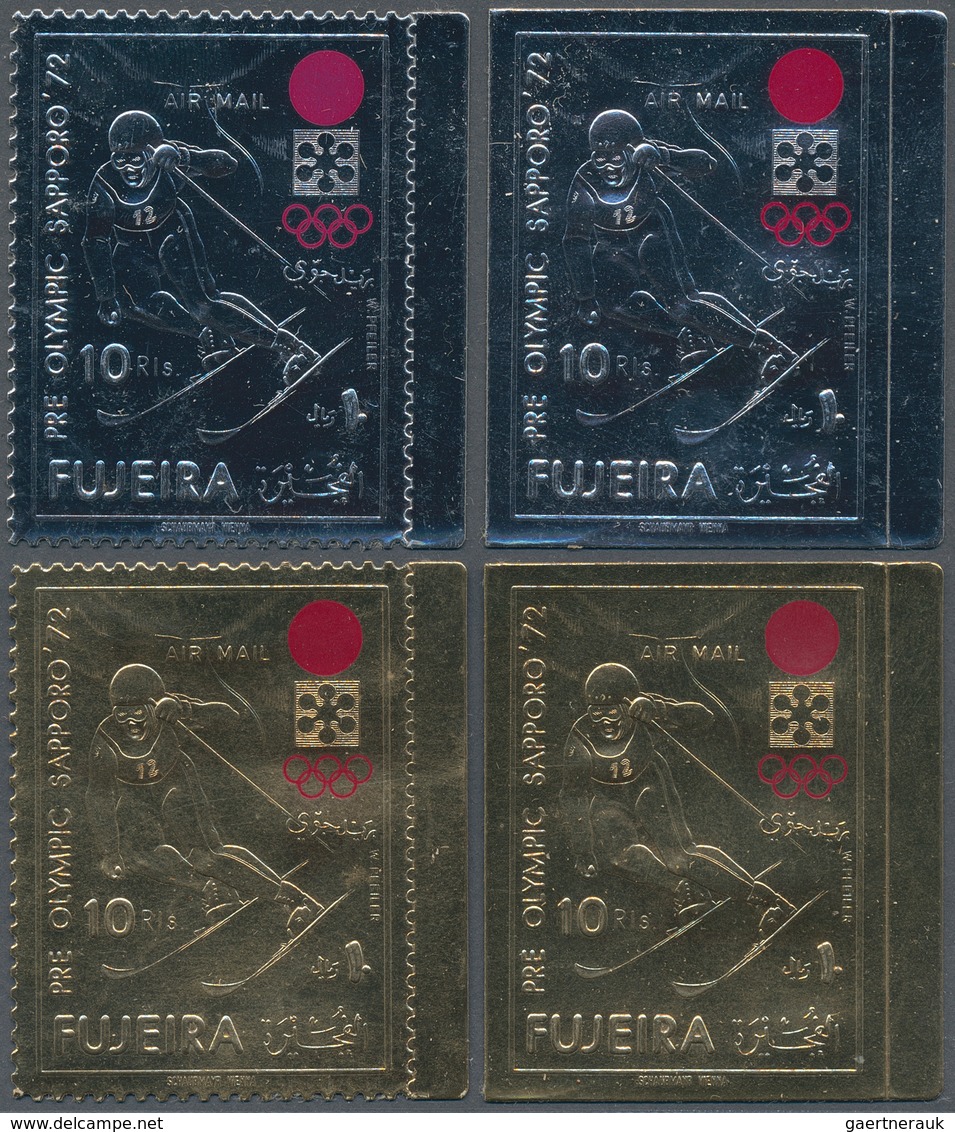 22613 Fudschaira / Fujeira: 1971, Winter Olympics 1972 Sapporo 'Slalom' Gold And Silver Foil Stamps Invest - Fujeira