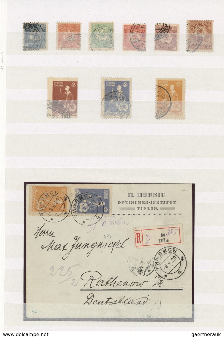 22622 Georgien: 1916-26: Postal History And Stamp Collection Of 20 Covers And About 80 Stamps, With Remark - Georgien