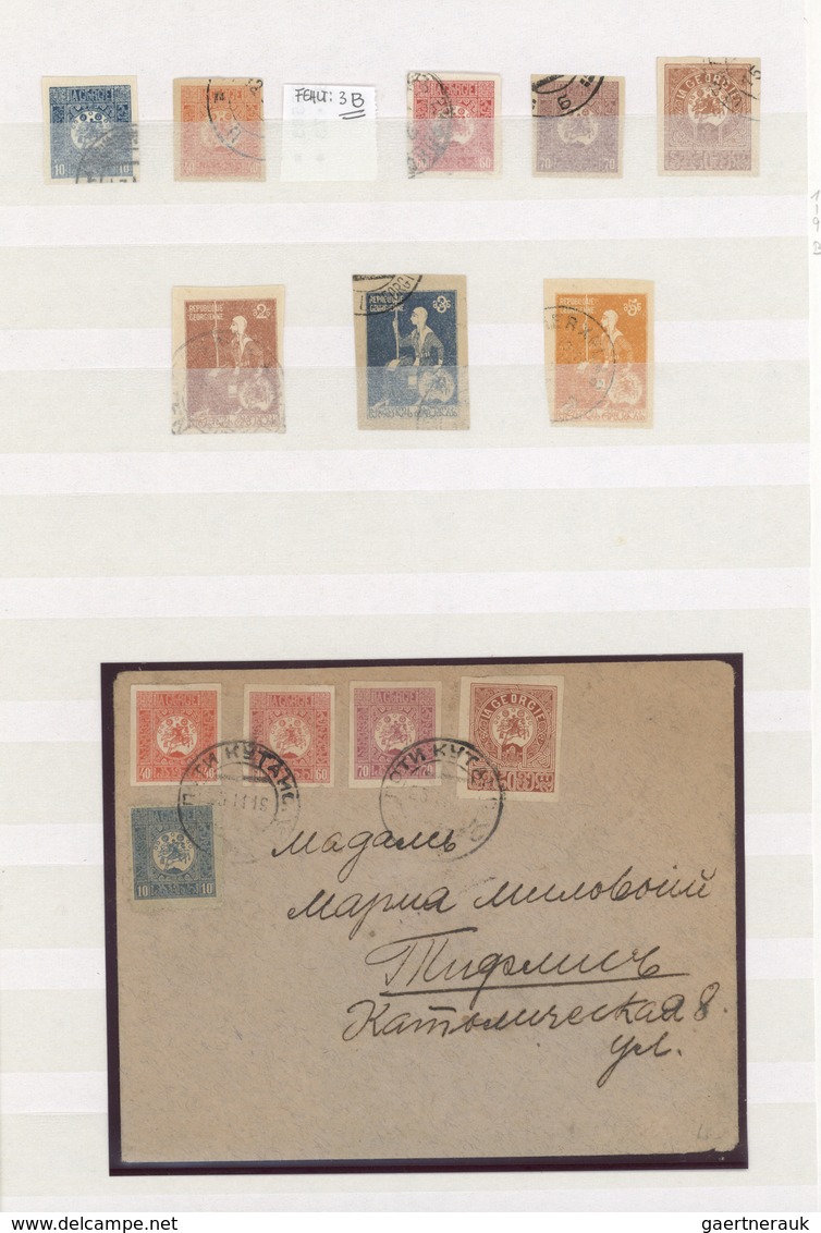 22622 Georgien: 1916-26: Postal History And Stamp Collection Of 20 Covers And About 80 Stamps, With Remark - Georgien