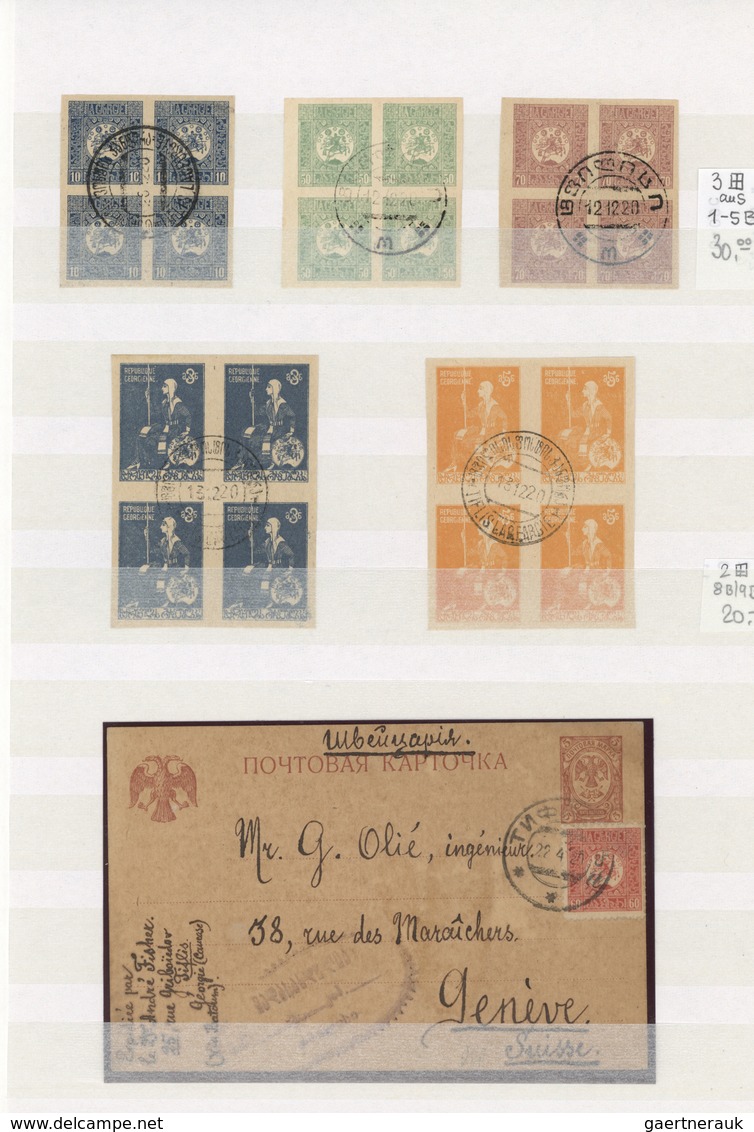 22622 Georgien: 1916-26: Postal history and stamp collection of 20 covers and about 80 stamps, with remark